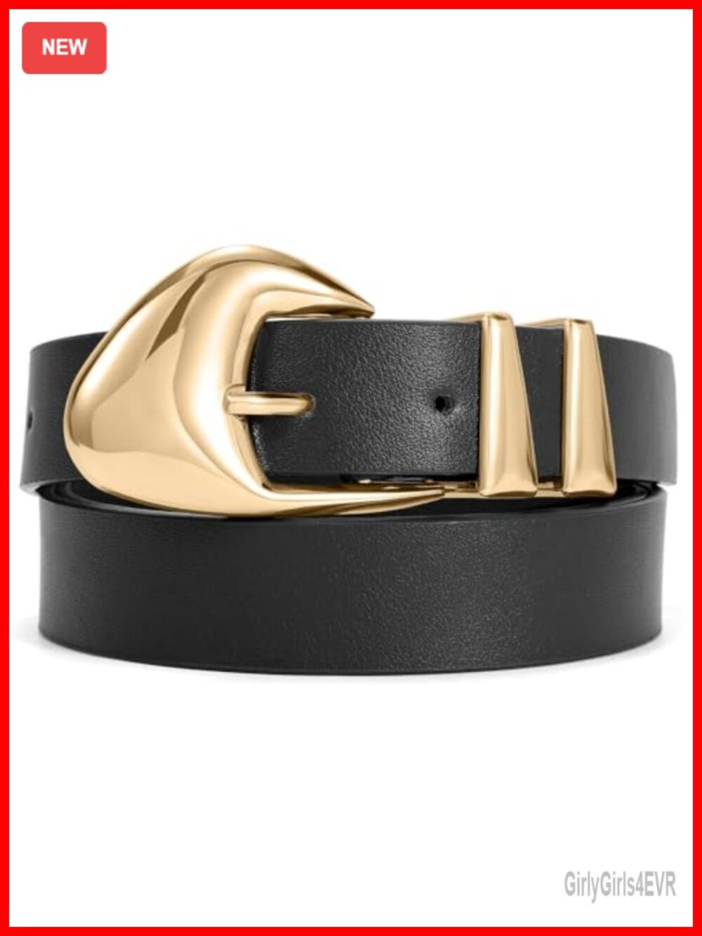 Women's Faux Leather Belt with Gold Buckle